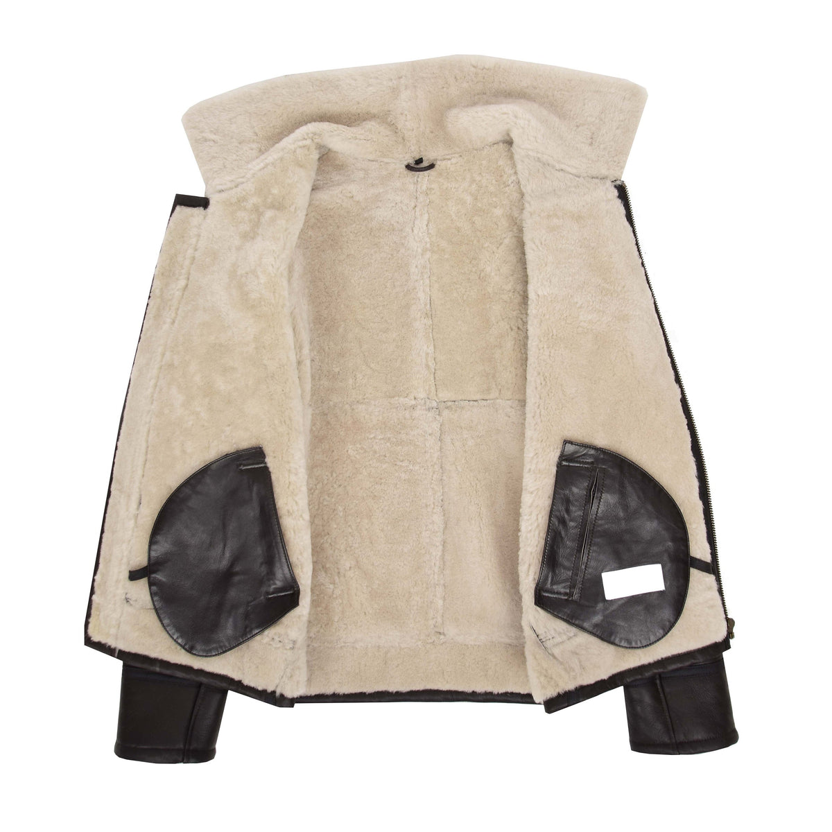 Mens Top Gun Style Sheepskin Jacket Oscar Brown White - genuine sheepskin jacket in brown white with two outer pockets