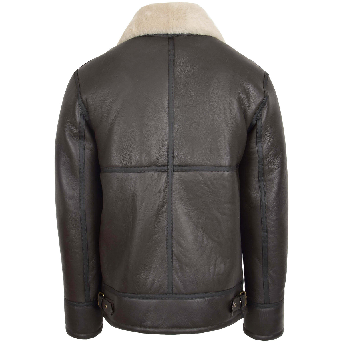 Mens Top Gun Style Sheepskin Jacket Oscar Brown White - genuine sheepskin jacket in brown white with two outer pockets
