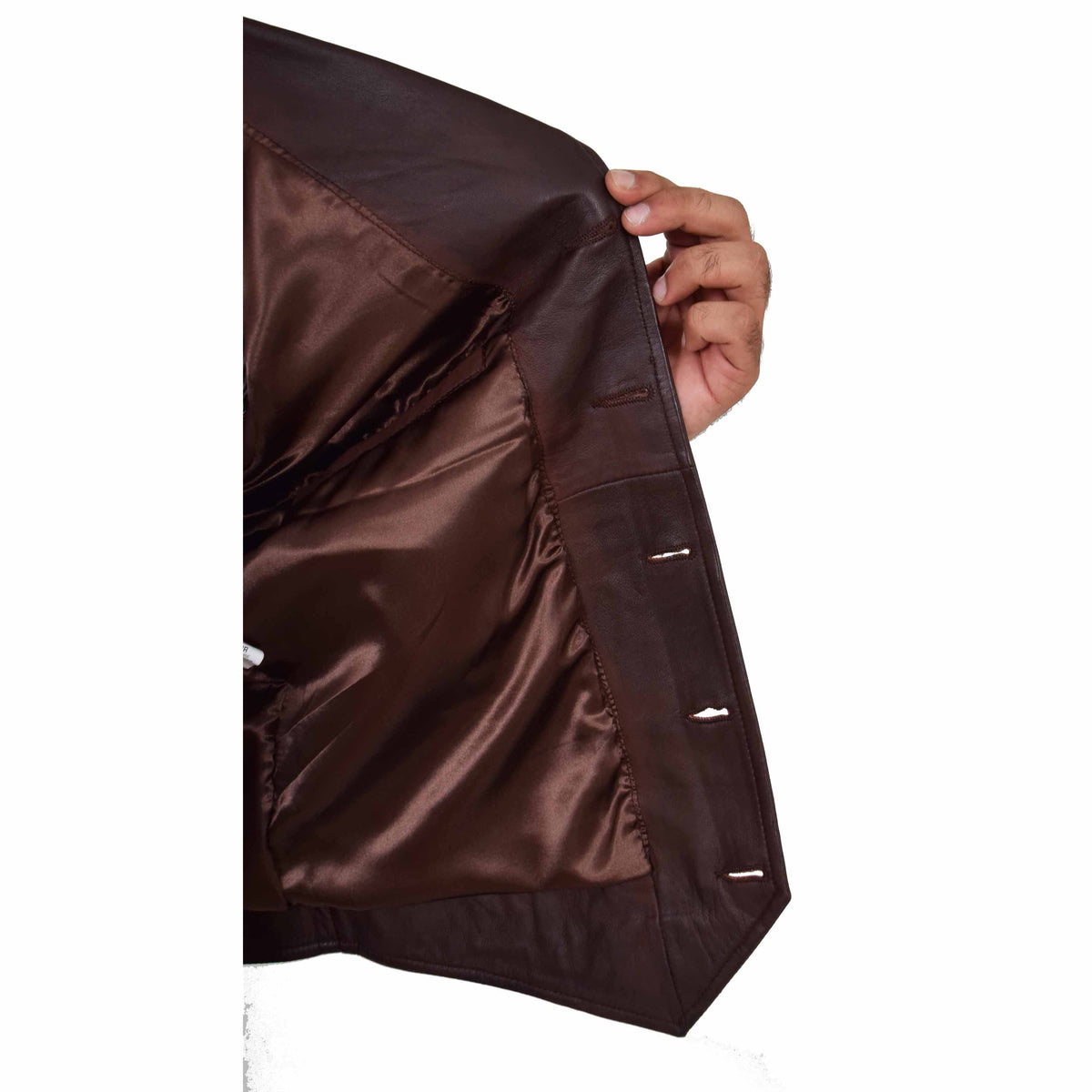 Mens Leather Buttoned Waistcoat Gilet Calvin Brown - genuine leather vest in brown with waistcoat