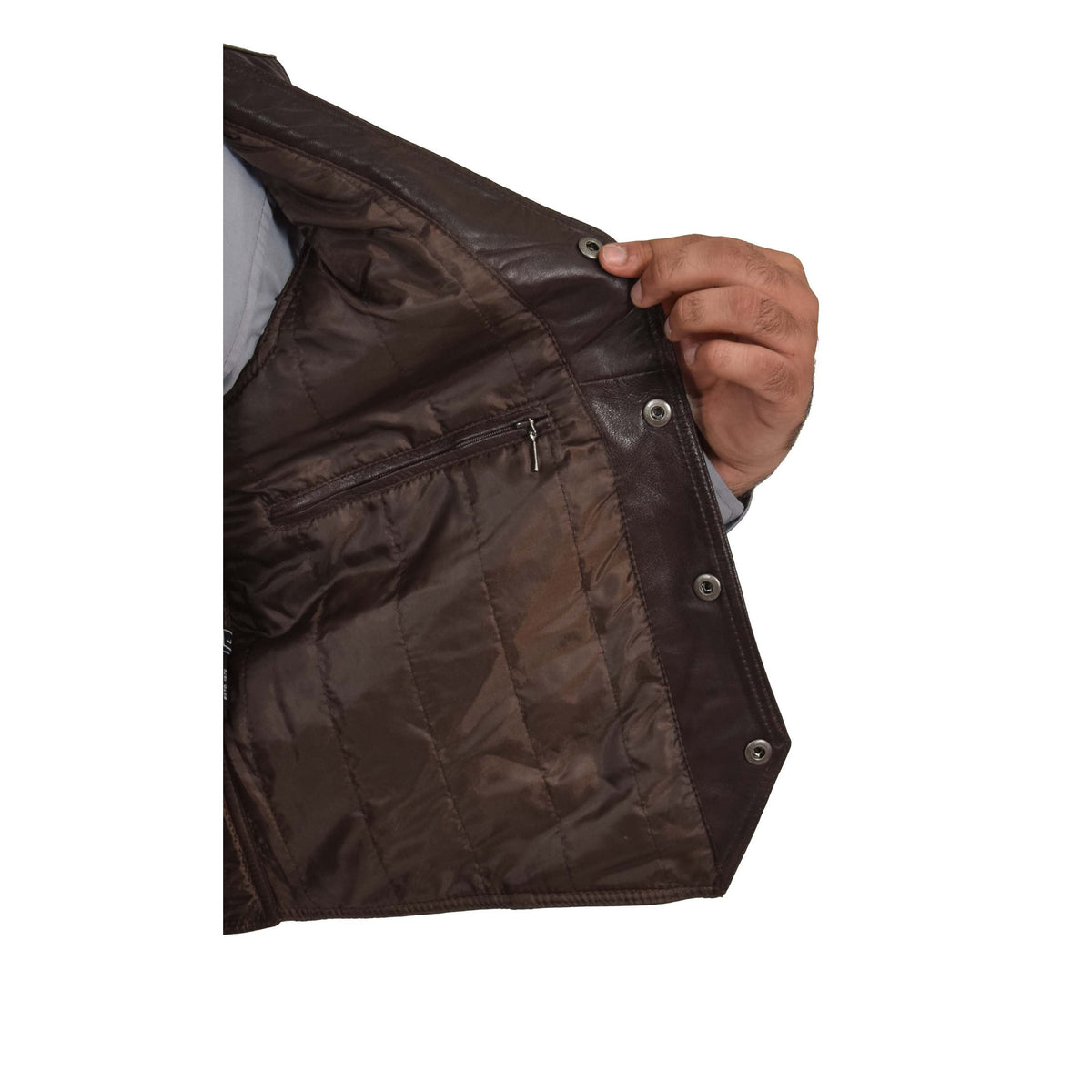 Mens Leather Traditional Waistcoat Petrelli Brown - genuine leather vest in brown with waistcoat