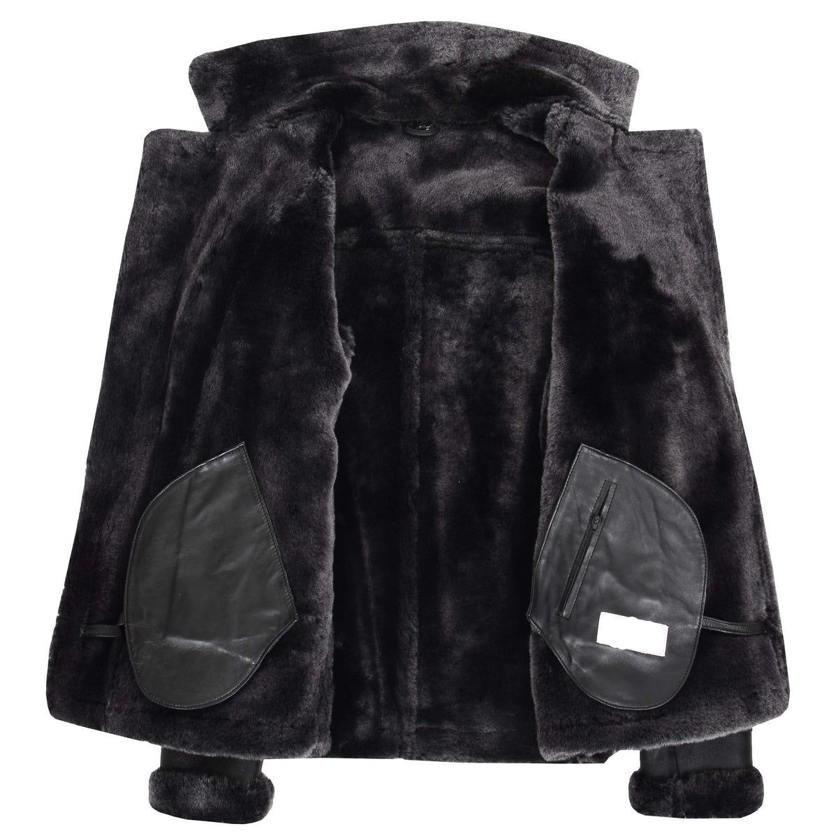 Mens Sheepskin Aviator Jacket Cross Zip Biker Style Alvin Black - genuine sheepskin jacket in black with cross zip