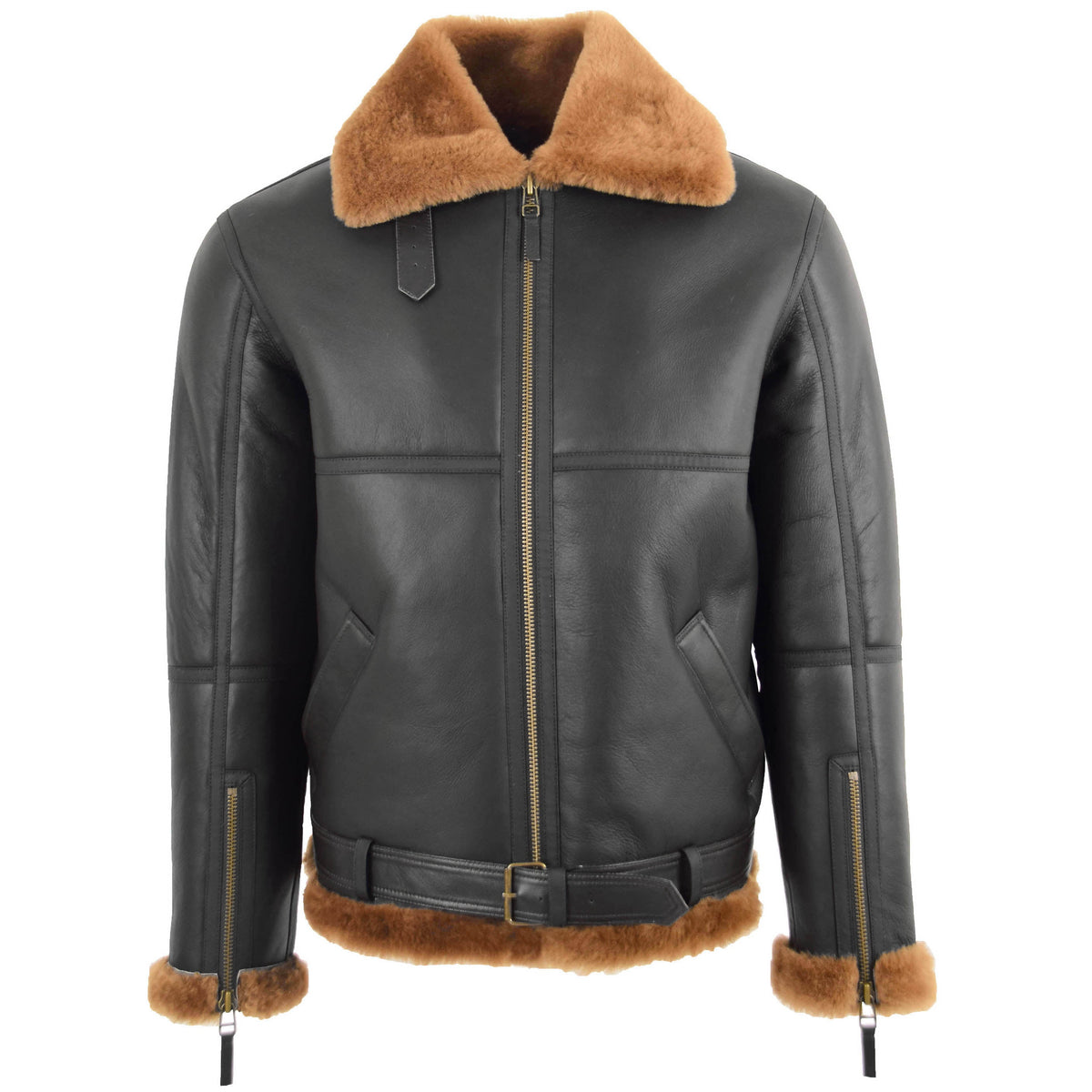 Original RAF Flying Sheepskin Jacket Tyler Brown Ginger - genuine sheepskin jacket in brown ginger with two outer pockets