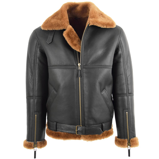 Original RAF Flying Sheepskin Jacket Tyler Brown Ginger - genuine sheepskin jacket in brown ginger with two outer pockets