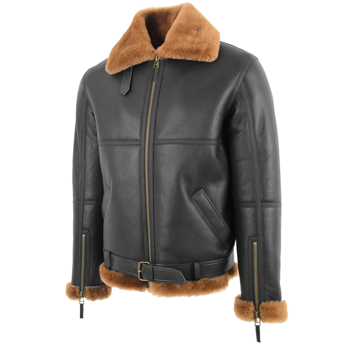 Original RAF Flying Sheepskin Jacket Tyler Brown Ginger - genuine sheepskin jacket in brown ginger with two outer pockets