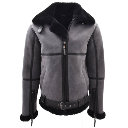 Original RAF Flying Sheepskin Jacket Tyler Grey Black Shearling - genuine sheepskin jacket with two outer pockets