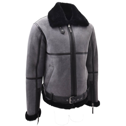 Original RAF Flying Sheepskin Jacket Tyler Grey Black Shearling - genuine sheepskin jacket with two outer pockets