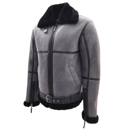Original RAF Flying Sheepskin Jacket Tyler Grey Black Shearling - genuine sheepskin jacket with two outer pockets