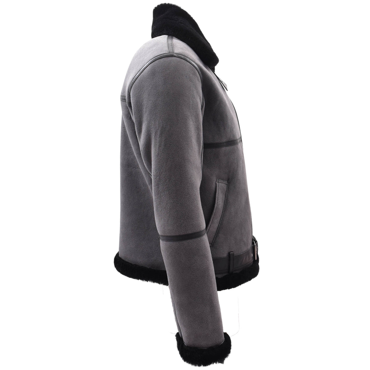 Original RAF Flying Sheepskin Jacket Tyler Grey Black Shearling - genuine sheepskin jacket with two outer pockets