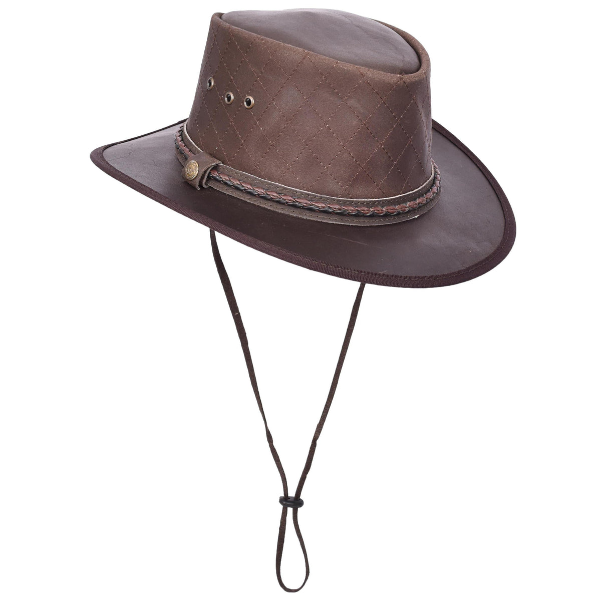 Real Leather Australian Bush Hat Outback Traveller Cowboy Style Brown - genuine leather cowboy hat in brown