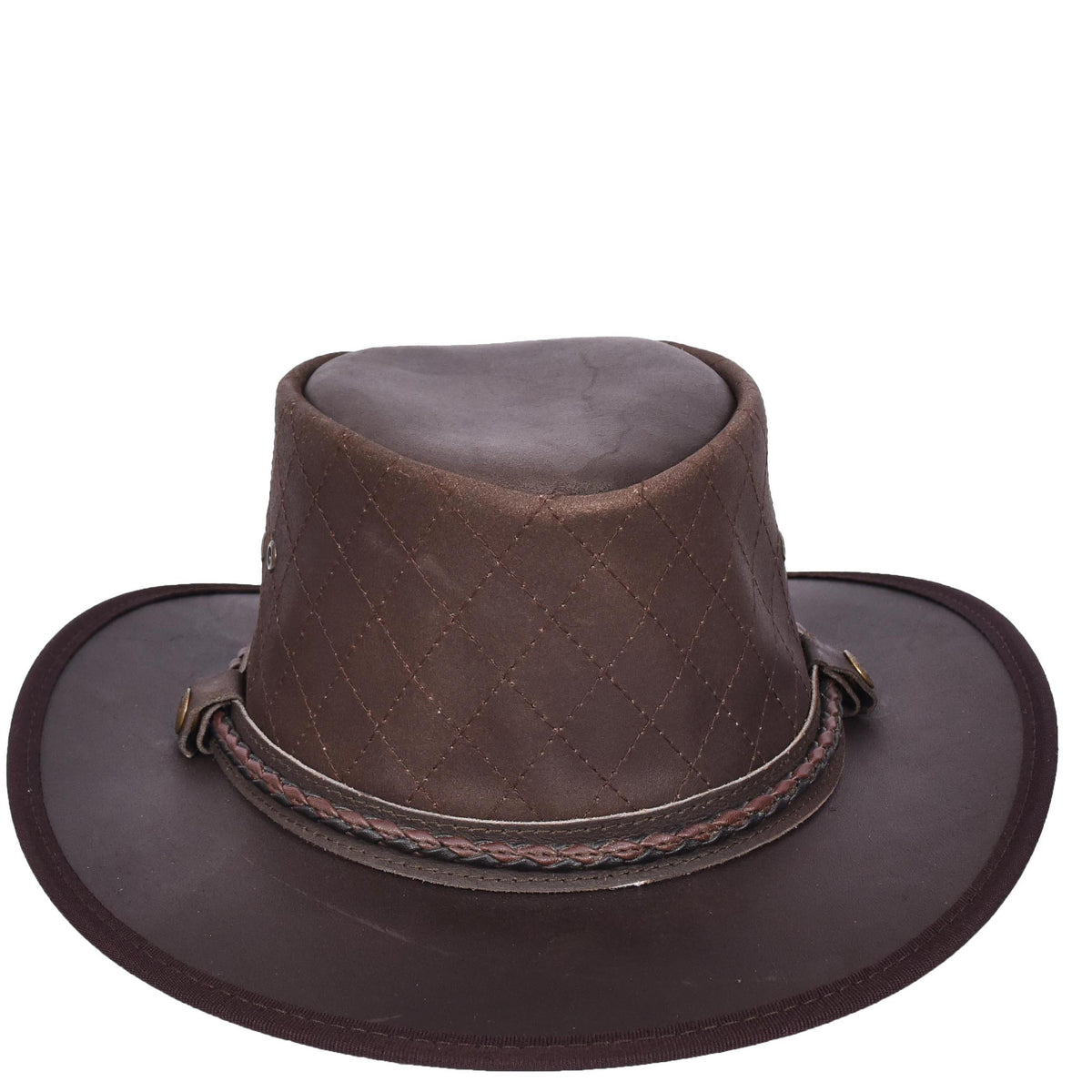Real Leather Australian Bush Hat Outback Traveller Cowboy Style Brown - genuine leather cowboy hat in brown