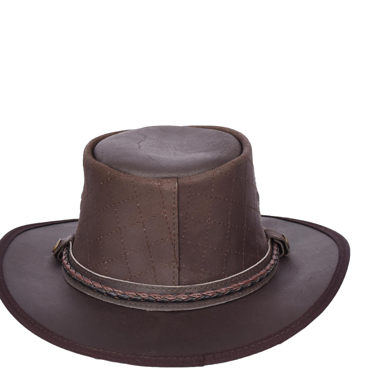 Real Leather Australian Bush Hat Outback Traveller Cowboy Style Brown - genuine leather cowboy hat in brown