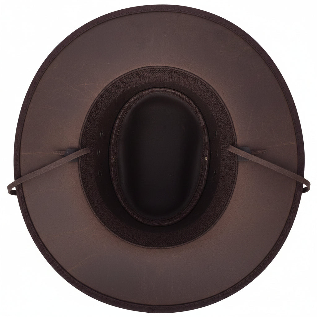 Real Leather Australian Bush Hat Outback Traveller Cowboy Style Brown - genuine leather cowboy hat in brown