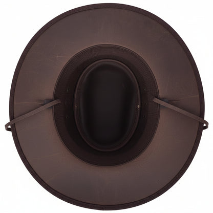 Real Leather Australian Bush Hat Outback Traveller Cowboy Style Brown - genuine leather cowboy hat in brown