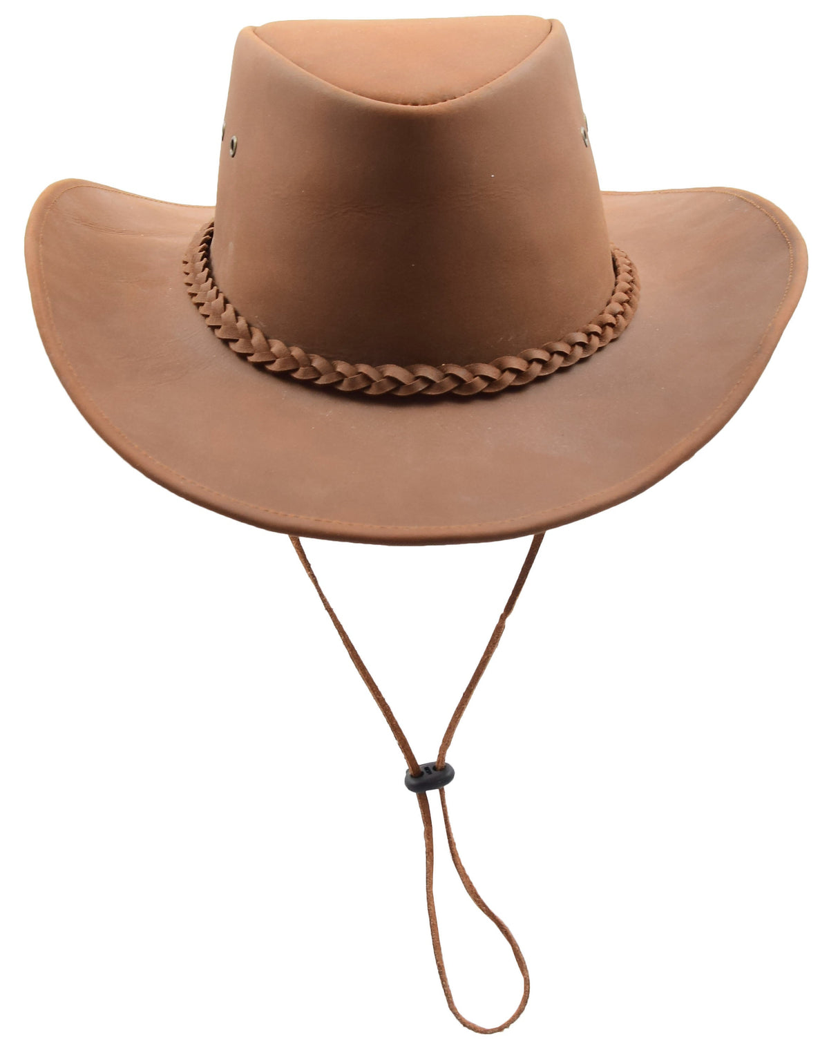 Real Leather Cowboy Australian Bush Hat Tan - genuine leather cowboy hat in tan