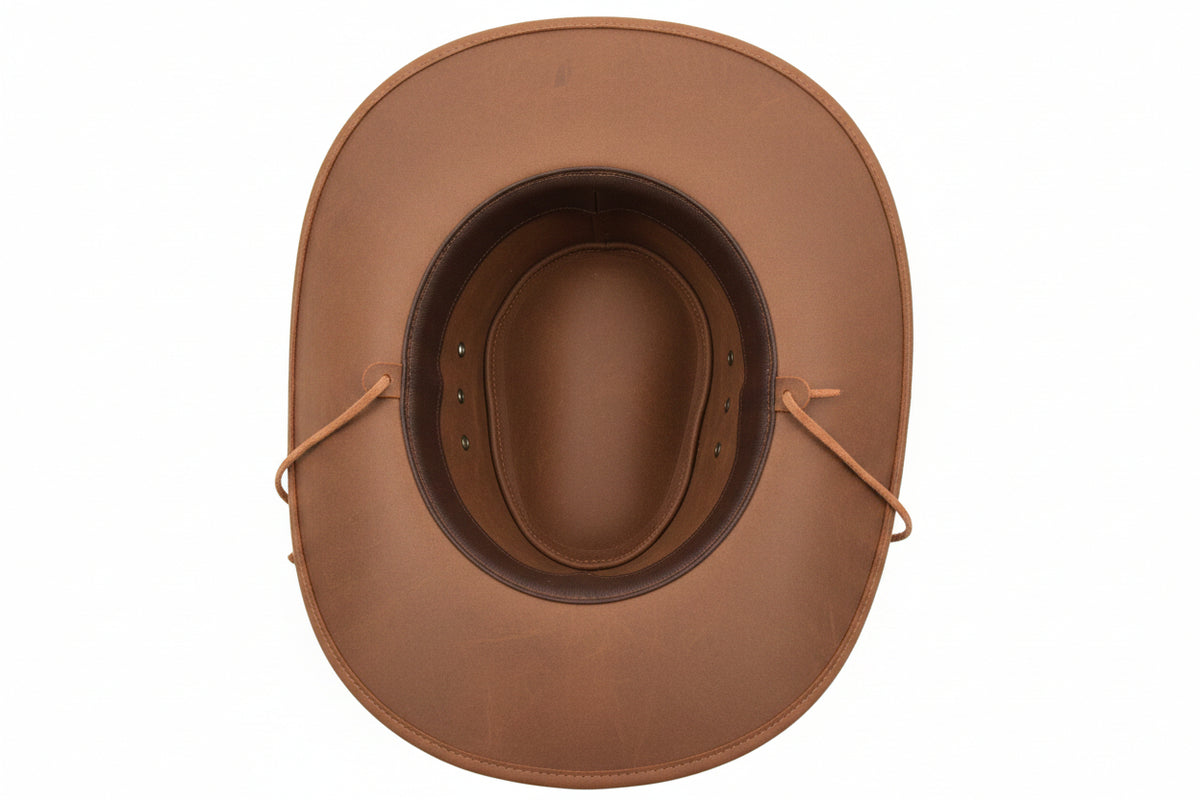 Real Leather Cowboy Australian Bush Hat Tan - genuine leather cowboy hat in tan