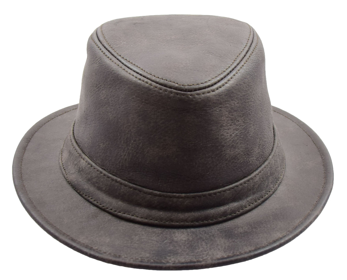 Real Leather Trilby Hat Soft Lightweight Brown - genuine leather trilby hat in brown