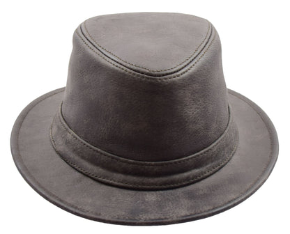 Real Leather Trilby Hat Soft Lightweight Brown - genuine leather trilby hat in brown