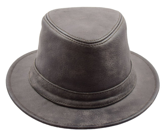 Real Leather Trilby Hat Soft Lightweight Brown - genuine leather trilby hat in brown