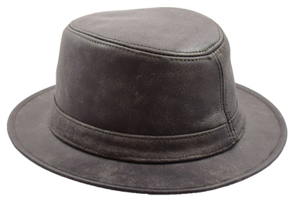 Real Leather Trilby Hat Soft Lightweight Brown - genuine leather trilby hat in brown