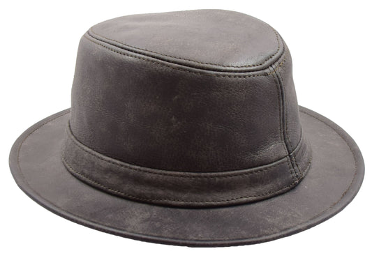 Real Leather Trilby Hat Soft Lightweight Brown - genuine leather trilby hat in brown
