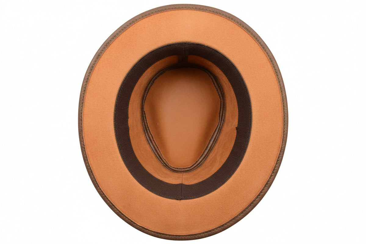 Real Leather Trilby Hat Soft Lightweight Reddish Brown - genuine leather trilby hat in reddish brown