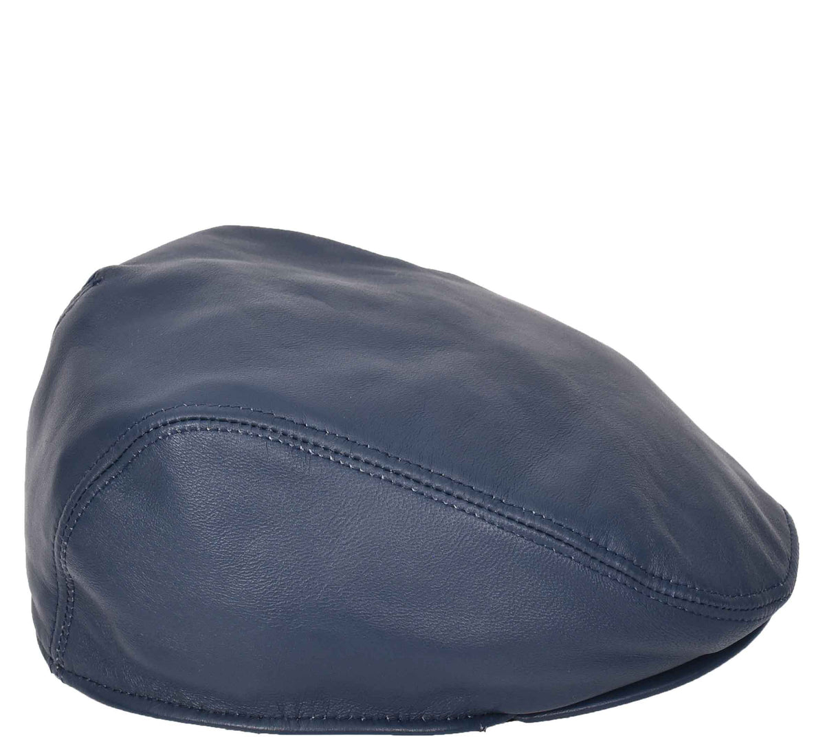 Soft Leather Classic Flat Cap Blue - genuine leather flat cap in blue with polyester lining