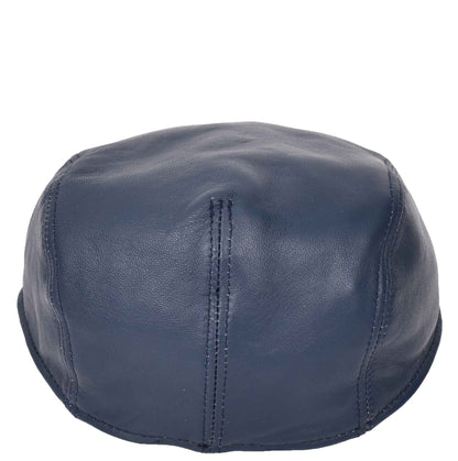 Soft Leather Classic Flat Cap Blue - genuine leather flat cap in blue with 100% sheep leather