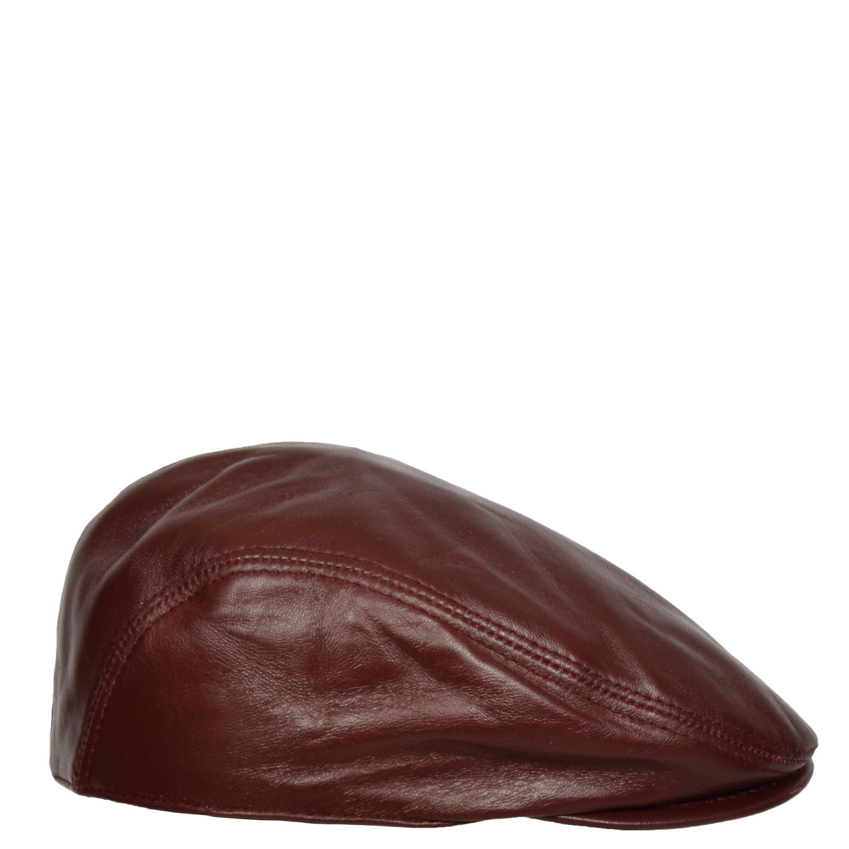 Soft Leather Classic Flat Cap Burgundy - genuine leather flat cap in burgundy with polyester lining
