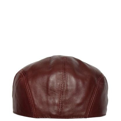 Soft Leather Classic Flat Cap Burgundy - genuine leather flat cap in burgundy with polyester lining