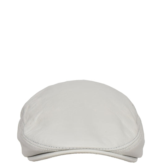 Soft Leather Classic Flat Cap White - genuine leather flat cap in white with polyester lining