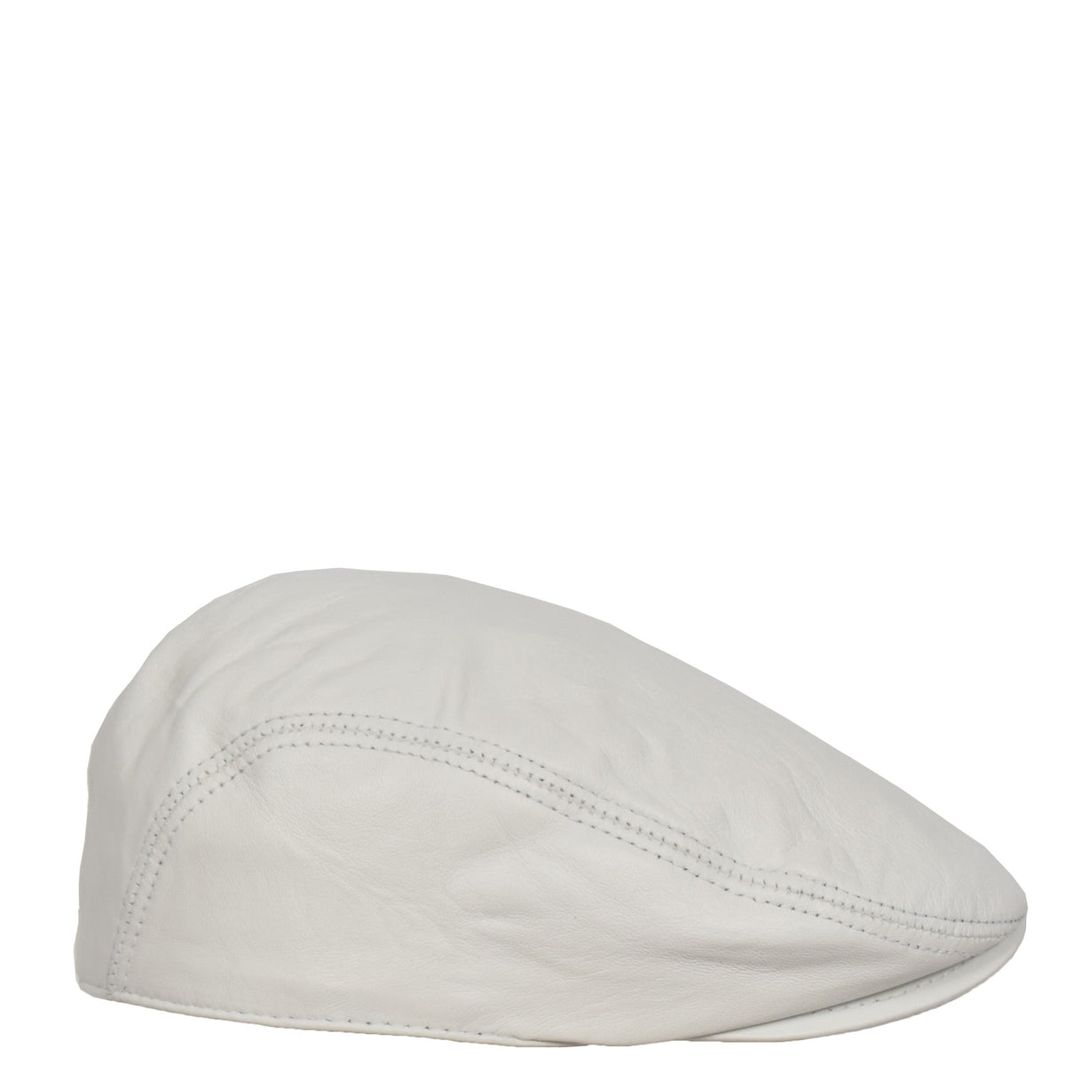 Soft Leather Classic Flat Cap White - genuine leather flat cap in white with polyester lining
