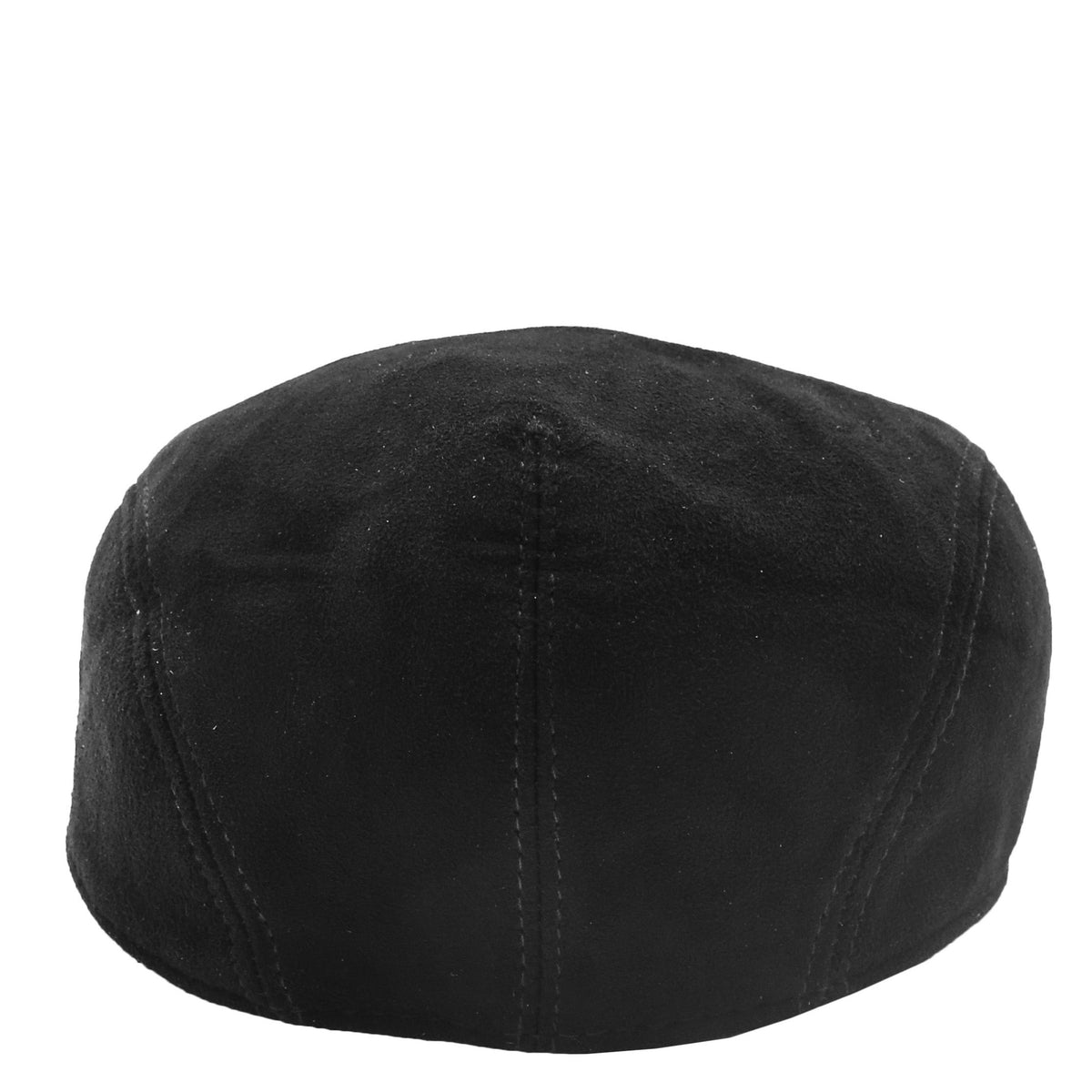 Soft Suede Leather Classic Flat Cap Black - genuine suede flat cap in black with polyester lining