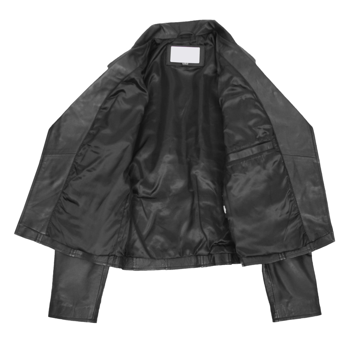 Womens Cross Zip Biker Leather Jacket Cara Black - genuine leather jacket in black with four outer pockets