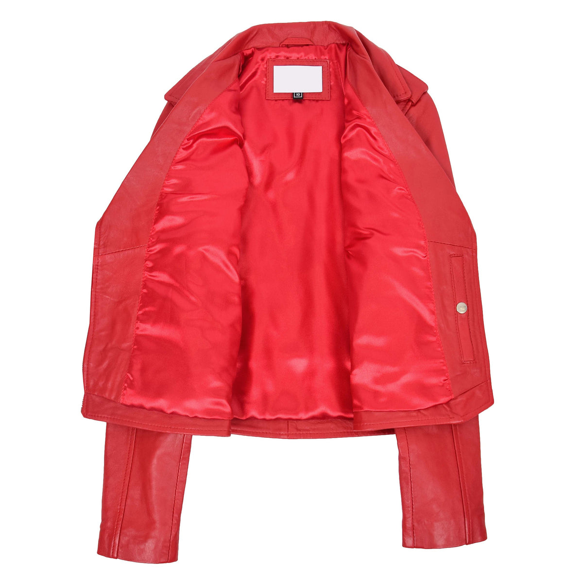 Womens Real Leather Biker Brando Style Jacket Mia Red - genuine leather jacket in red with biker