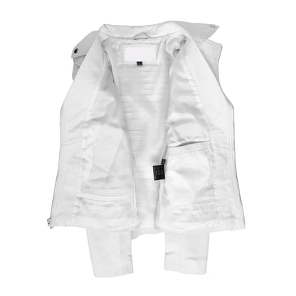 Womens Real Leather Biker Jacket Trendy Fitted Casual Style Emily White - genuine leather jacket in white with comfortable polyester lining for a smooth fit