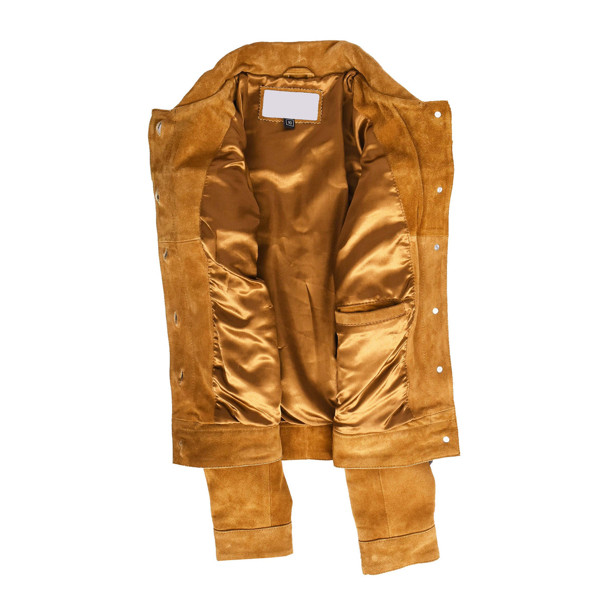 Womens Soft Suede Trucker Style Jacket Alma Tan - genuine suede jacket in tan with trucker