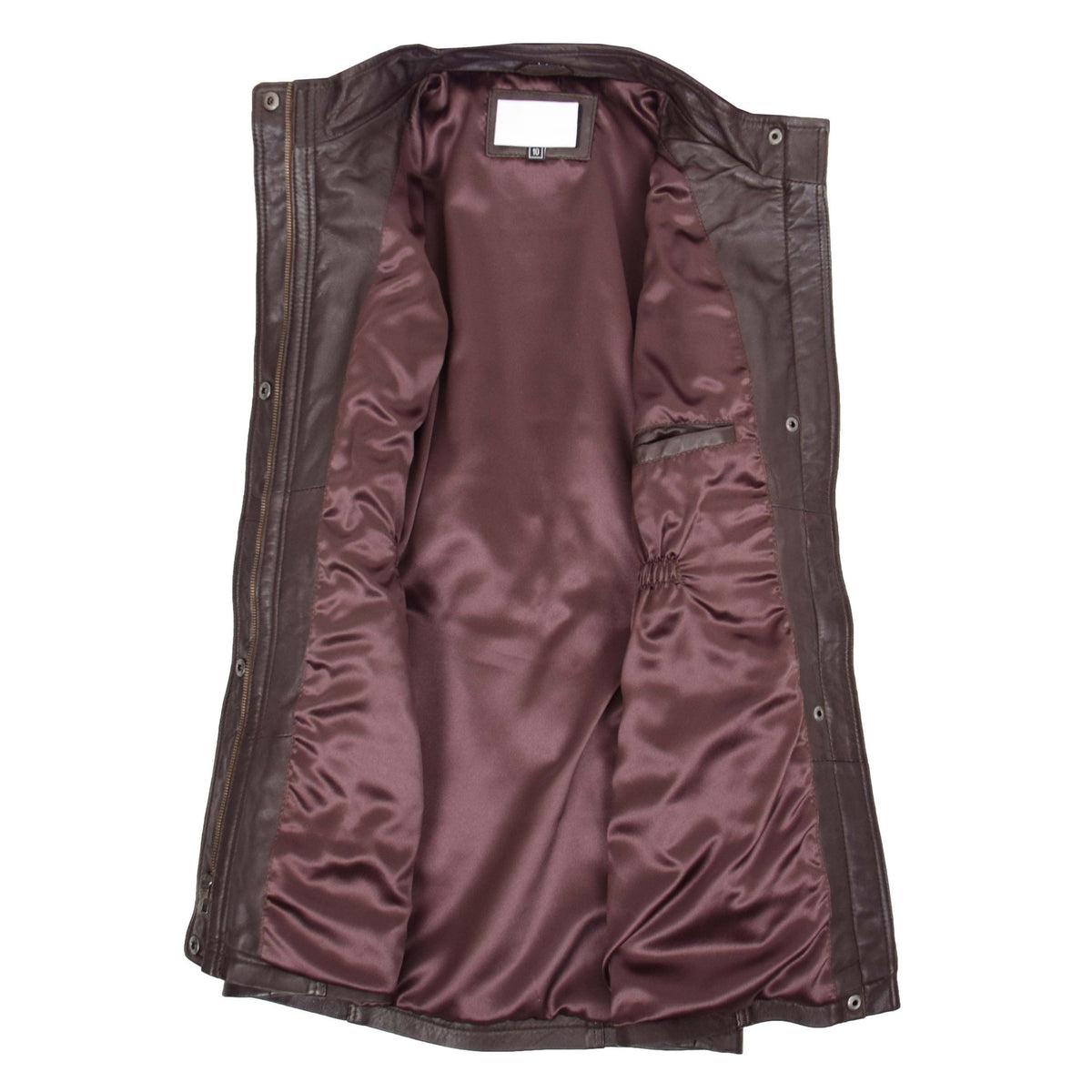 Womens Detachable Hoodie Leather Coat Kathy Brown - genuine leather coat in brown with detachable hood