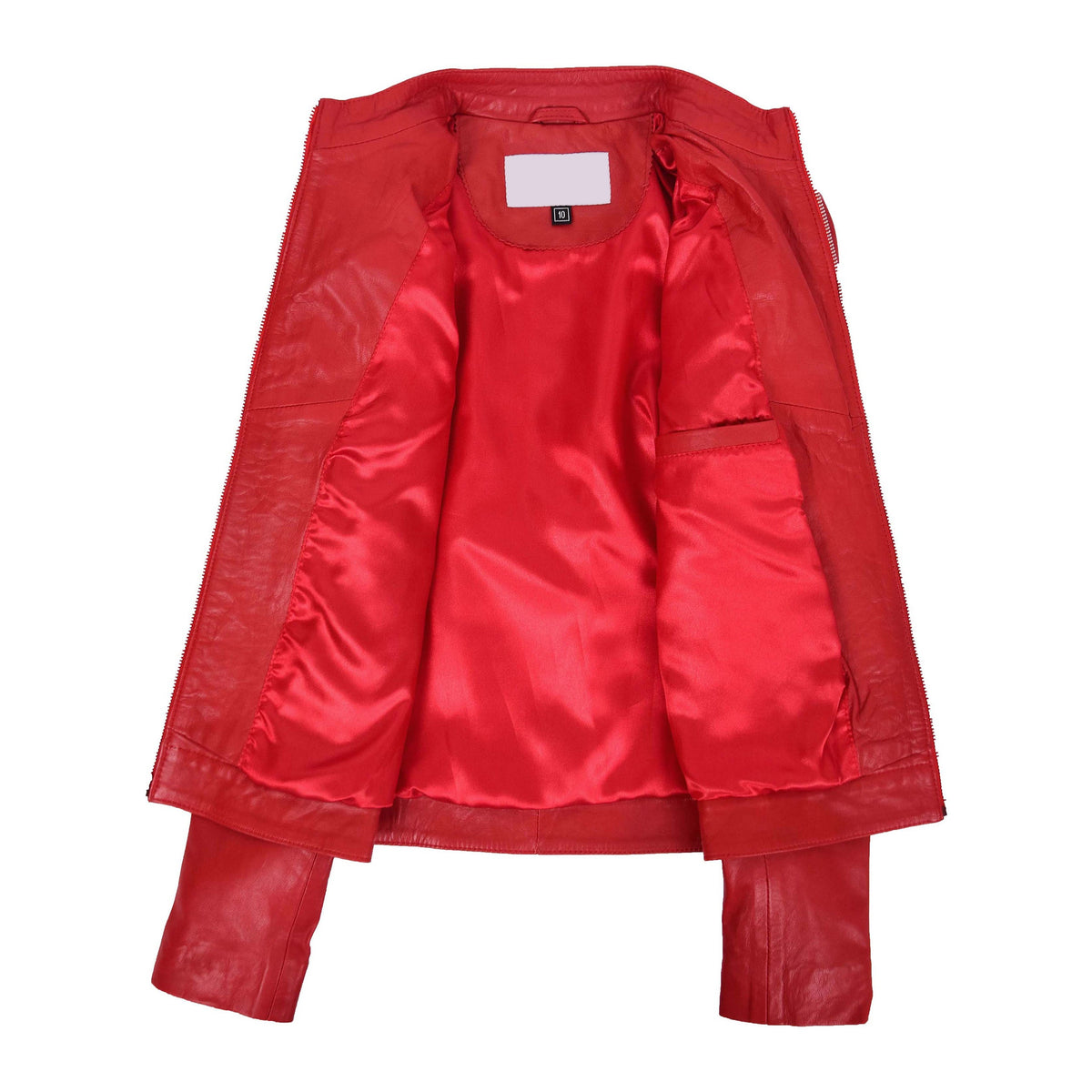 Womens Leather Classic Biker Style Jacket Alice Red - genuine leather jacket in red with biker