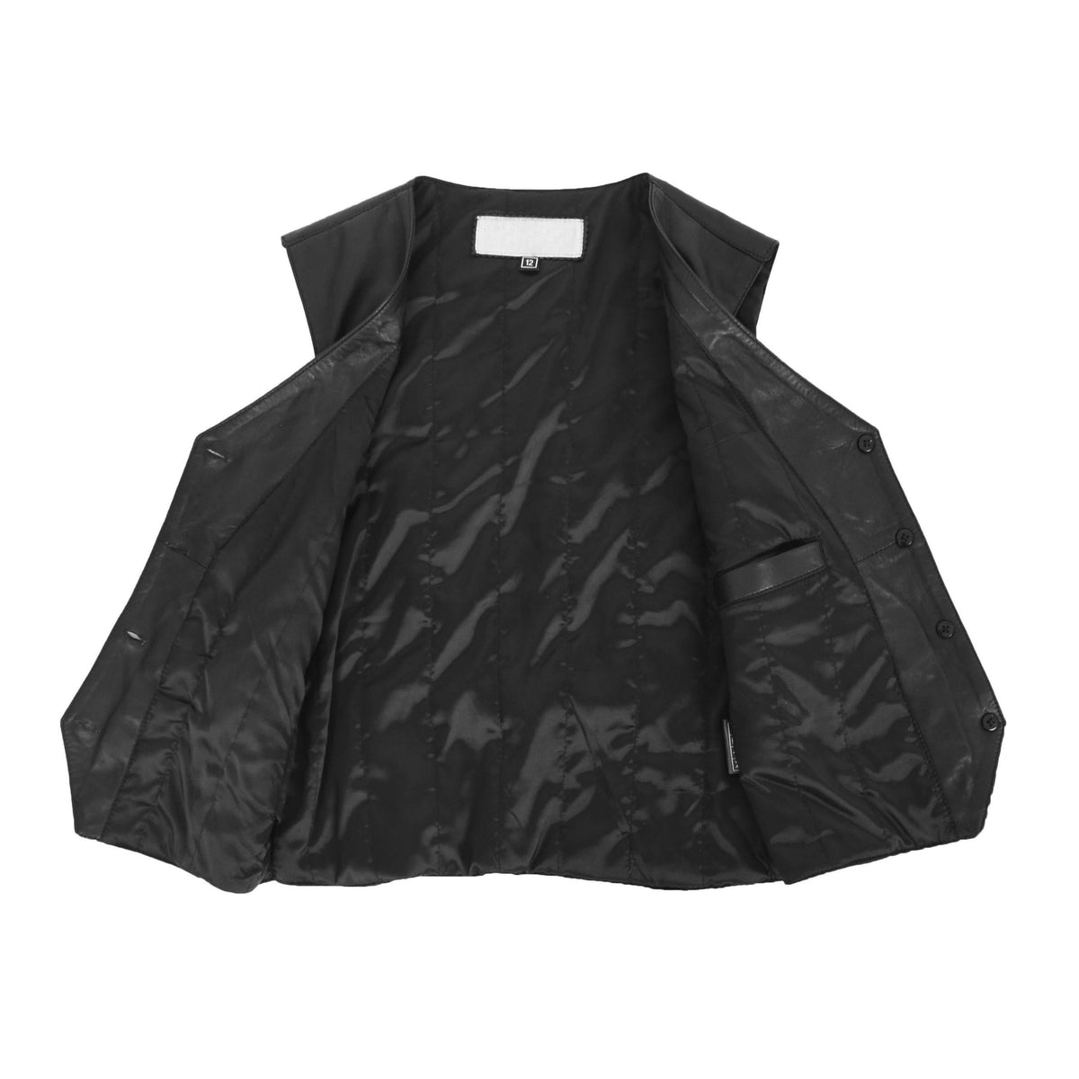 Womens Leather Classic Buttoned Waistcoat Rita Black - genuine leather vest in black with waistcoat