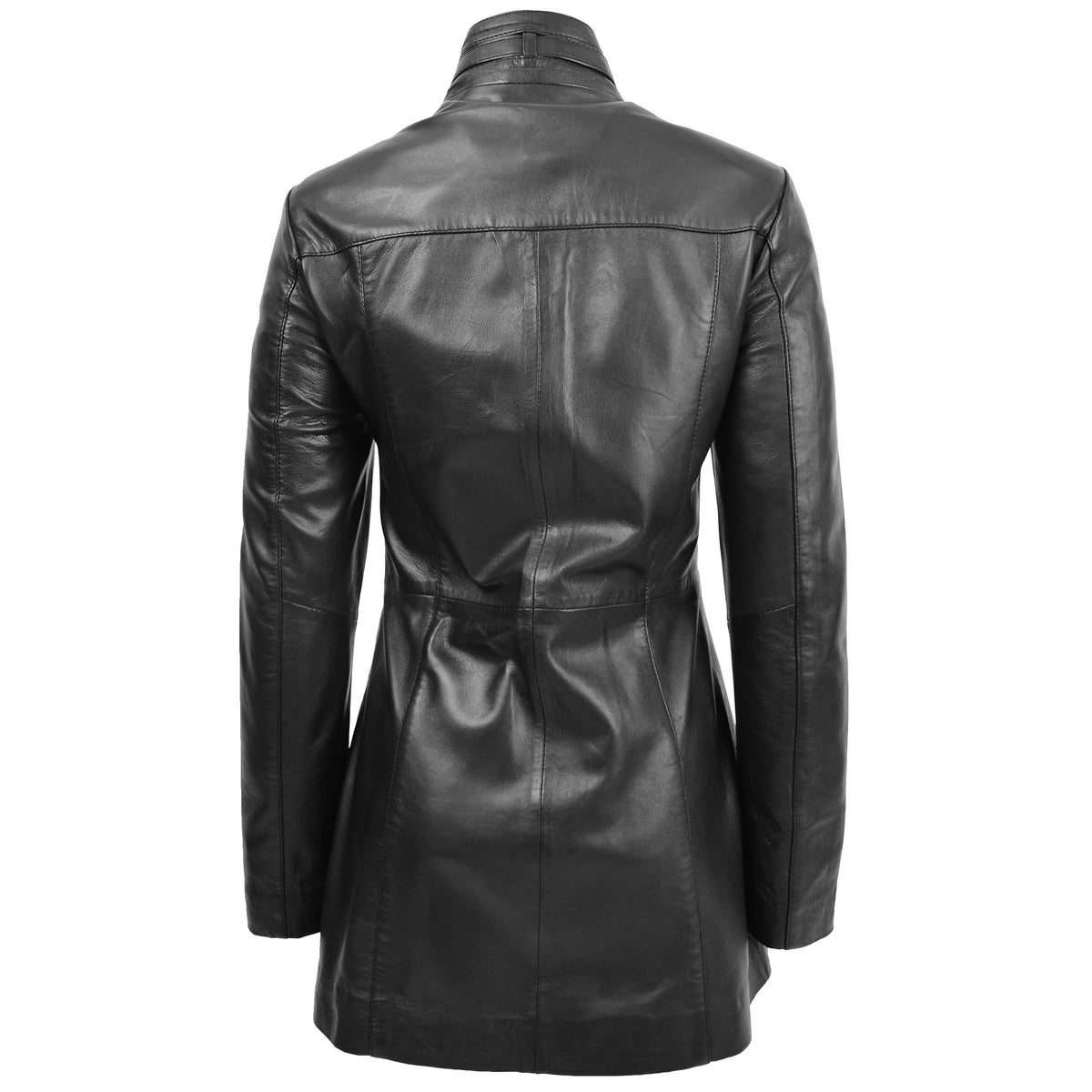Womens Leather Dual Zip Fastening Jacket Kendall Black - genuine leather jacket in black with zip fastening