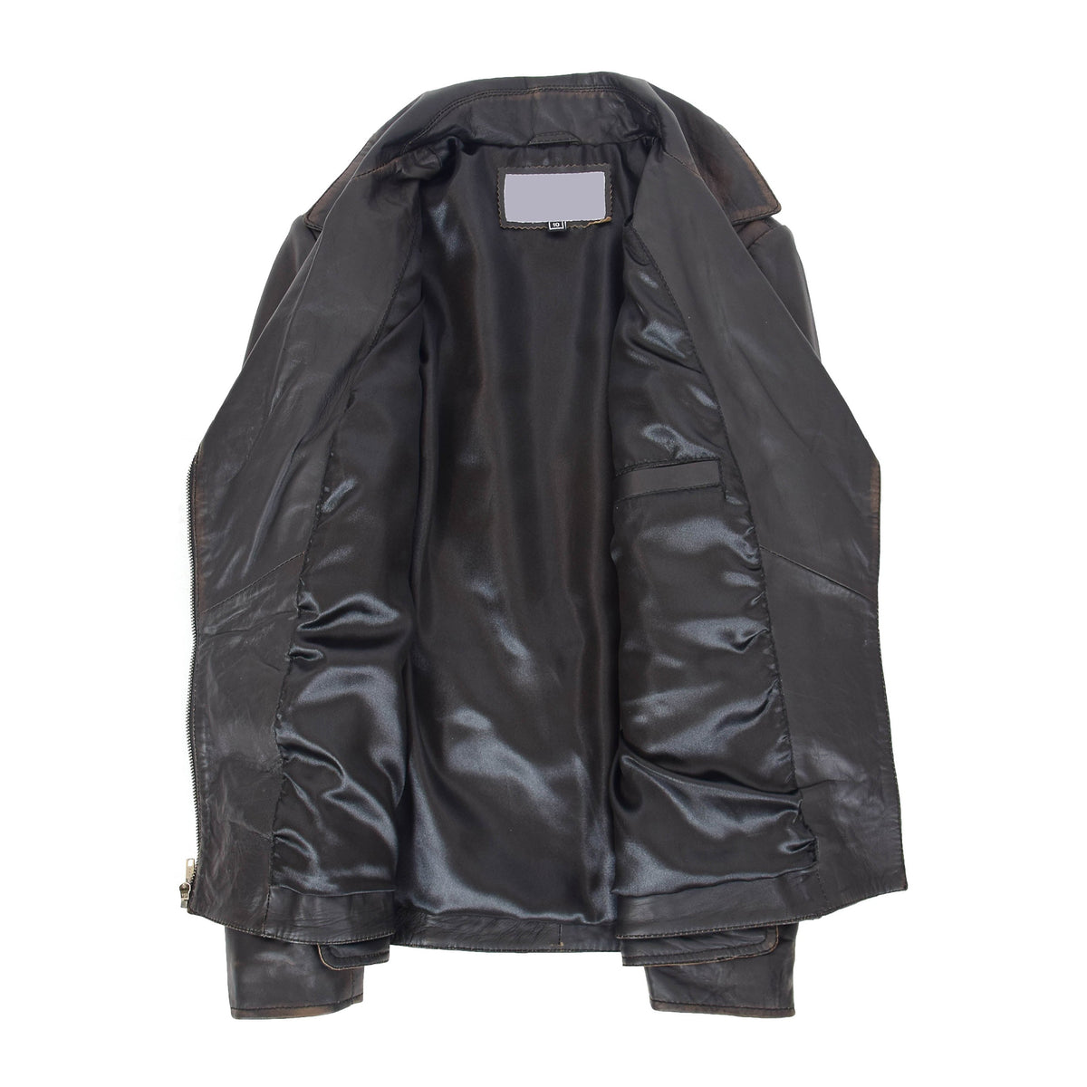 Womens Leather Hip Length Biker Jacket Celia Rub Off - genuine leather jacket with four outer pockets