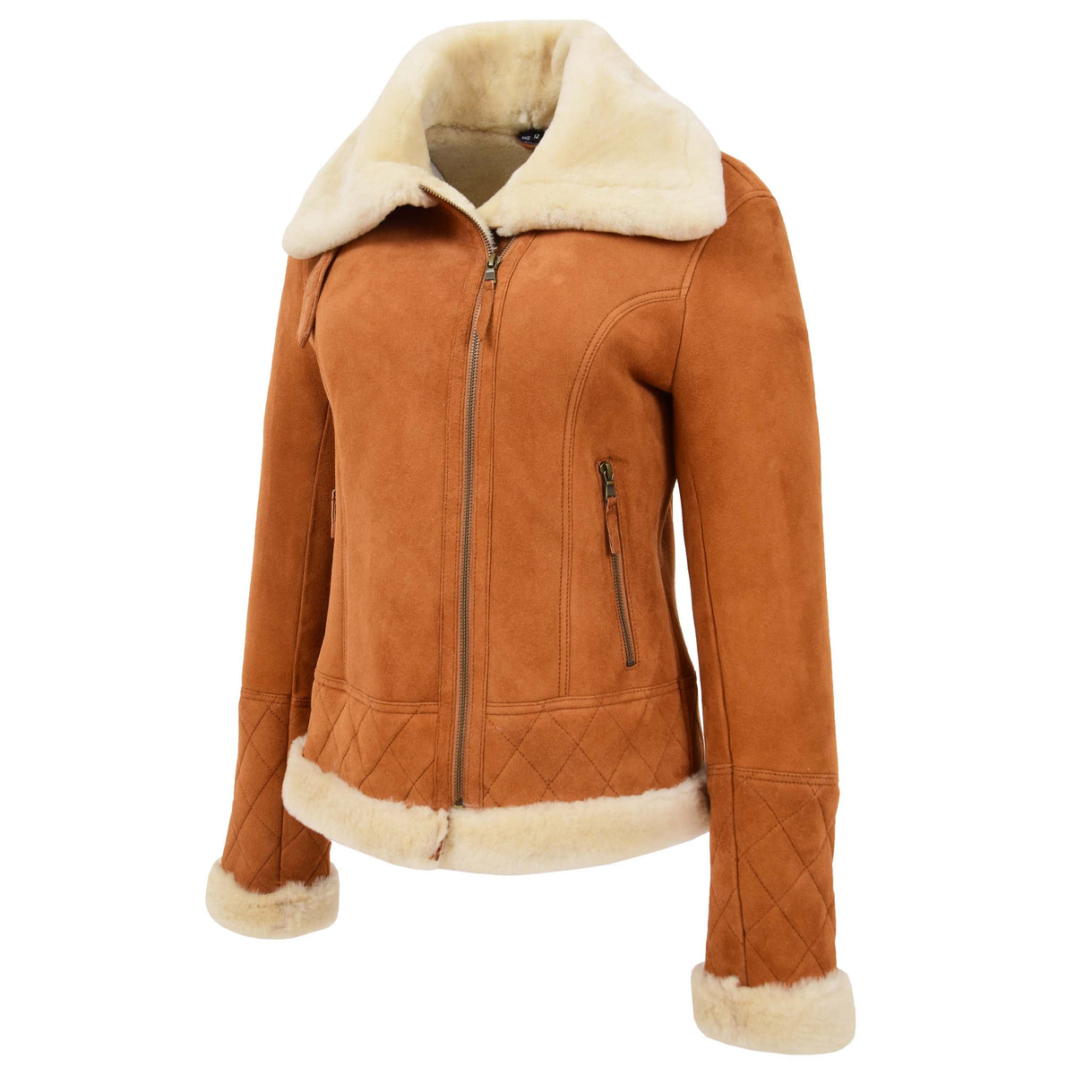 Womens Merino Sheepskin Aviator Jacket Isabelle Tan - genuine sheepskin jacket in tan with aviator