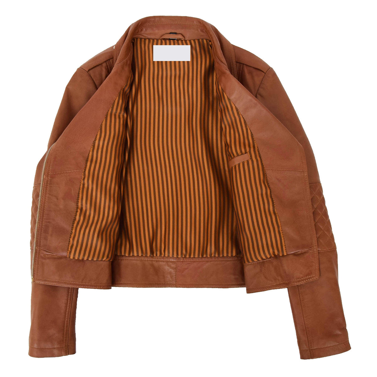 Womens Real Leather Biker Cross Zip Fashion Jacket Remi Tan - genuine leather jacket in tan with biker