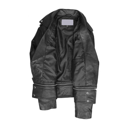 Womens Real Leather Biker Jacket 2-in-1 Cropped Style Bianca Green - genuine leather jacket in green with cropped