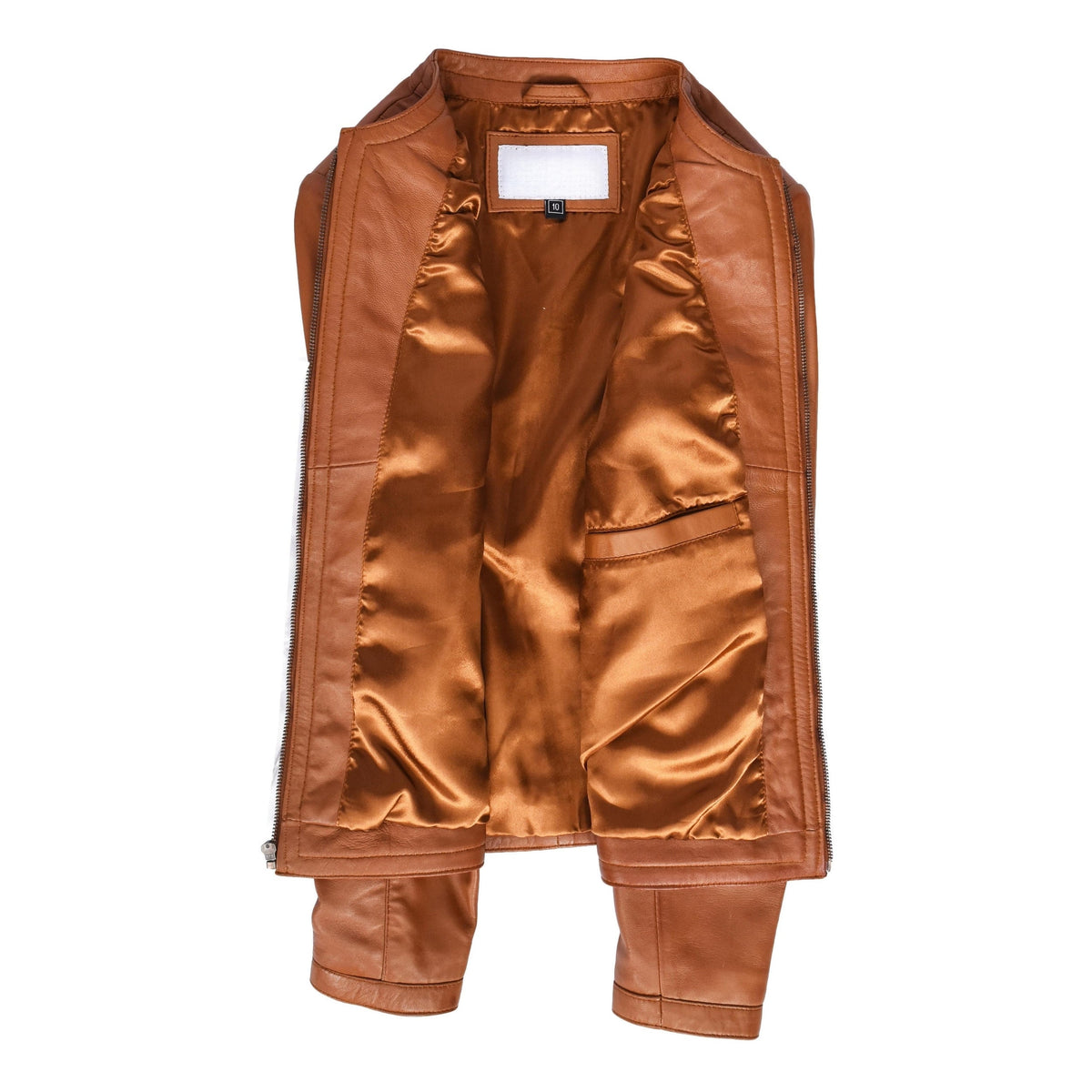 Womens Real Leather Collarless Fashion Jacket Slim Fit Style Clara Tan - genuine leather jacket in tan with crafted from premium sheep nappa leather