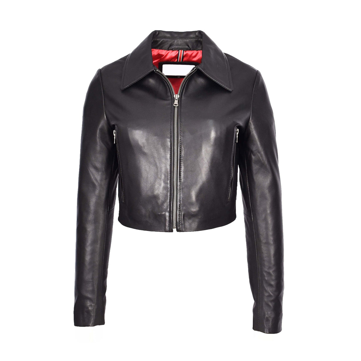 Womens Real Leather Cropped Bustier Bolero Jacket Cleo Black - genuine leather jacket in black with cropped