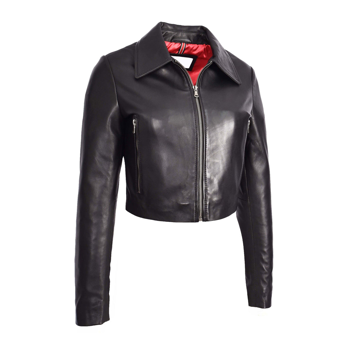 Womens Real Leather Cropped Bustier Bolero Jacket Cleo Black - genuine leather jacket in black with cropped