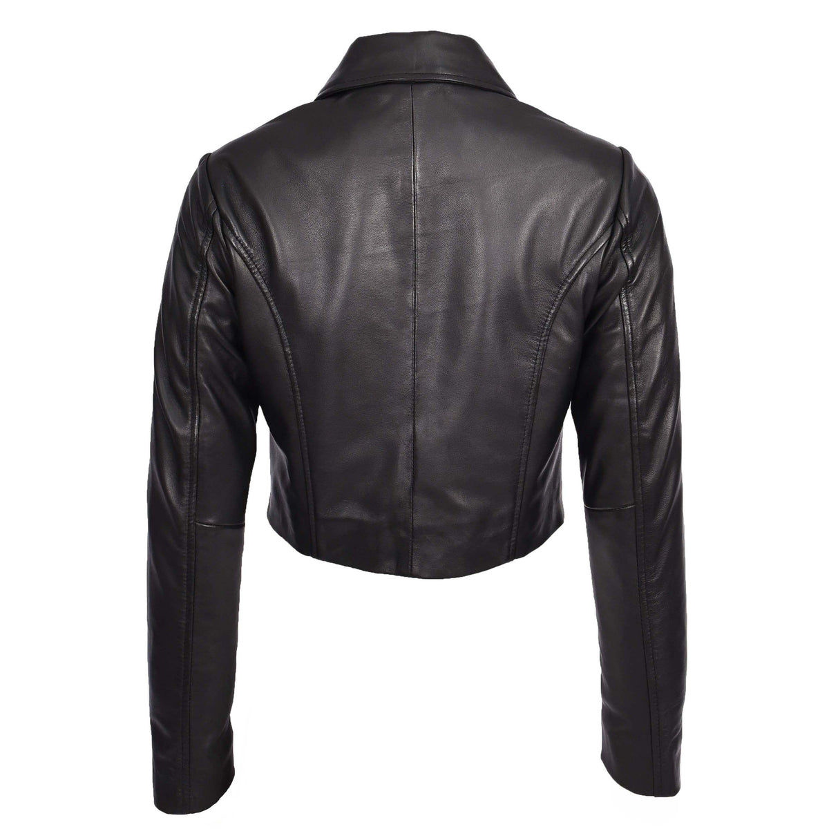 Womens Real Leather Cropped Bustier Bolero Jacket Cleo Black - genuine leather jacket in black with cropped