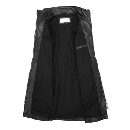 Womens Real Leather Hooded Parka Coat Tyra Black - genuine leather coat in black with hooded