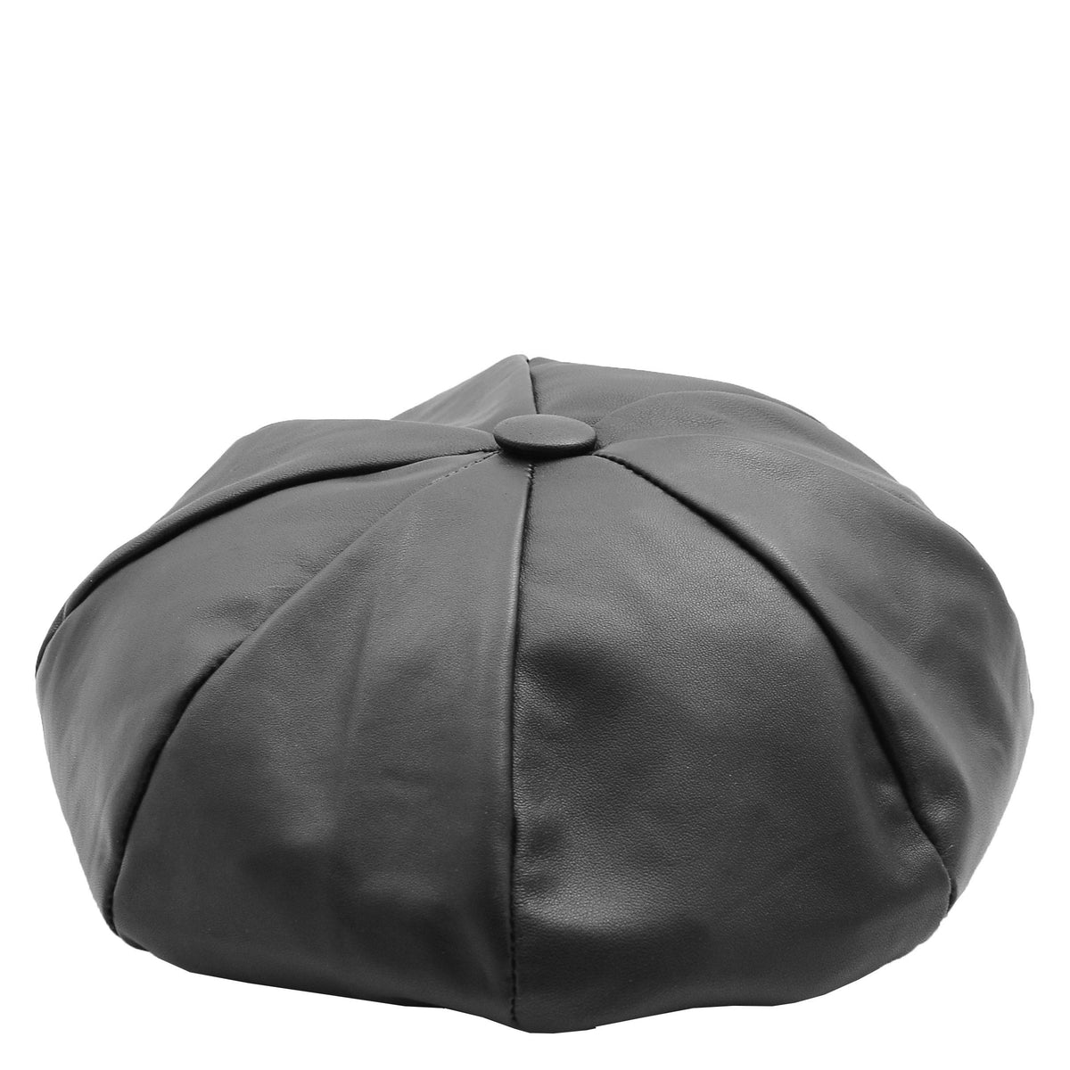 Womens Real Leather Peaked Beret Cap Ballon Black - genuine leather beret in black